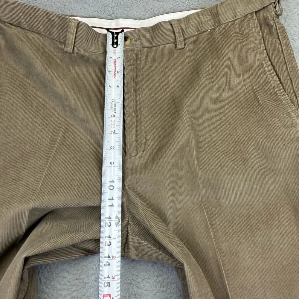 Haggar Corduroy Pants Mens 40x29 Beige Classic Cotton Comfort Business **38x27**